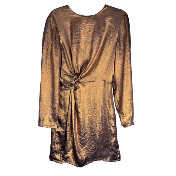 NWT & OTHER STORIES Size 4 Holiday Party Cocktail Mini Twist Front Copper Dress - Picture 1 of 11
